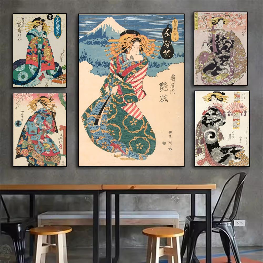 Interior Design Minimalist - Retro-Poster mit japanischer Geisha, minimalistische, einfach