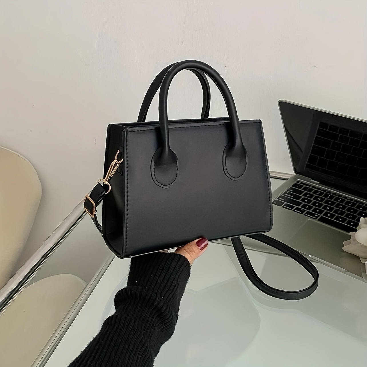 Interior Design Minimalist - Trendige quadratische Handtasche für Damen, einfache