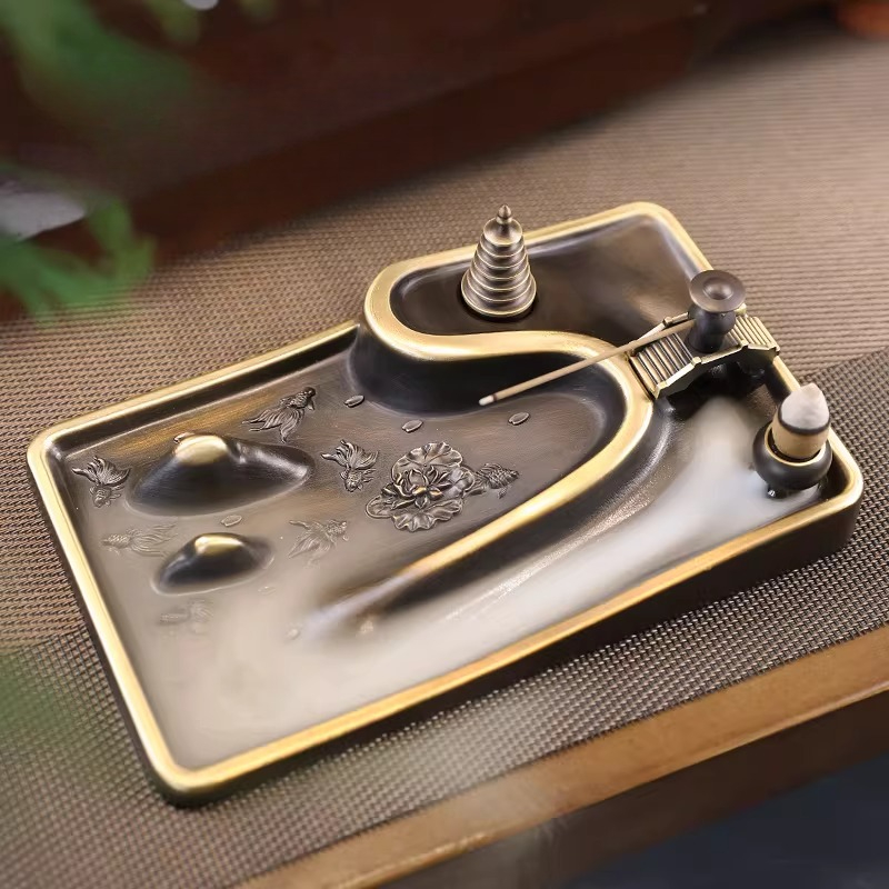 Interior Design Zen - Vintage Kupfer-Räucherstäbchenhalter im Zen-Design für Innenräume,