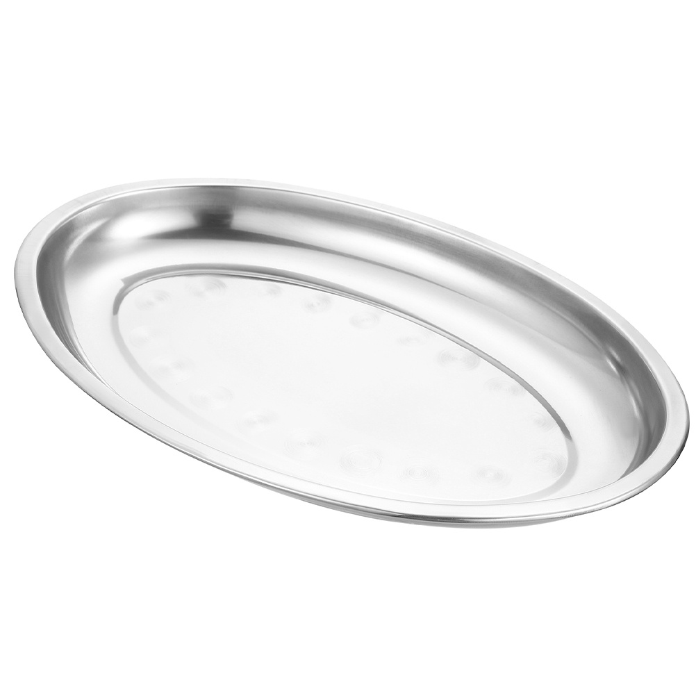 Travertine Tray Oval - Ovaler Speiseteller aus Edelstahl, Serviertablett für