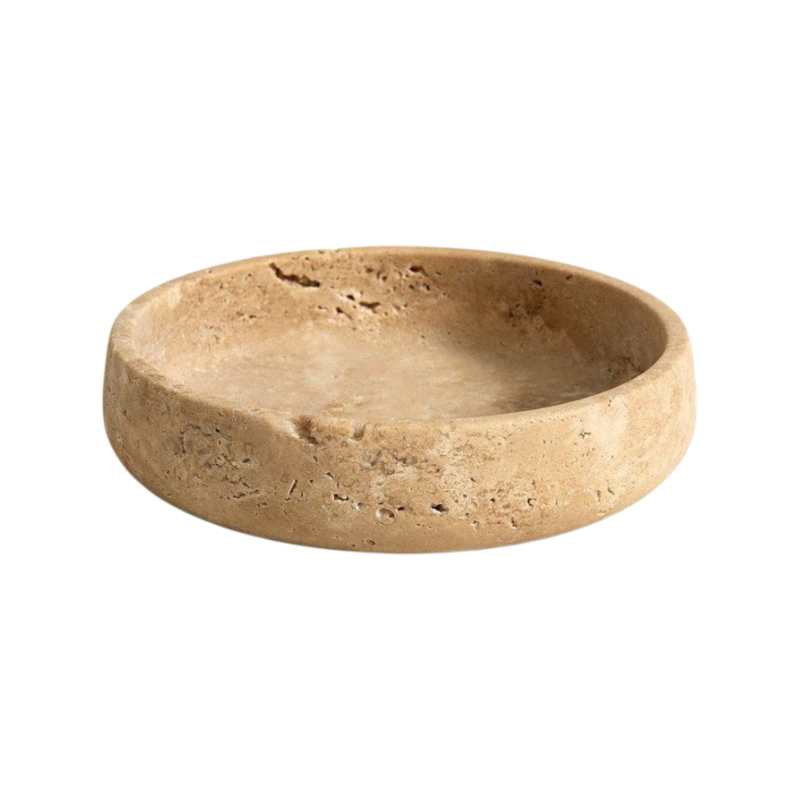 Travertine Tray Oval - Natürliche Travertin-Rundschale, beige Steinschale, Serviertablett, dekoratives