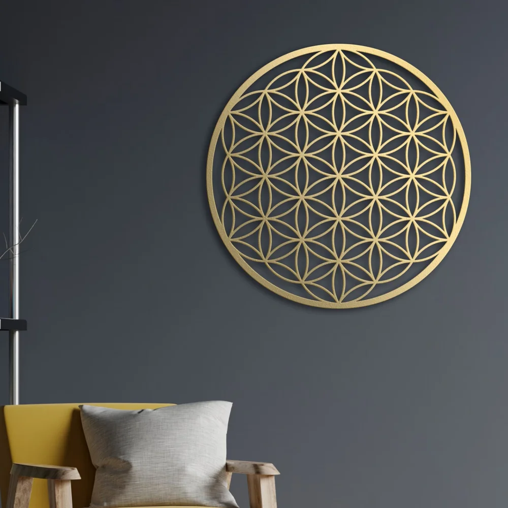 Interior Design Minimalist - CIFBUY Eisen-Wandkunst „Blume des Lebens“ Lotus