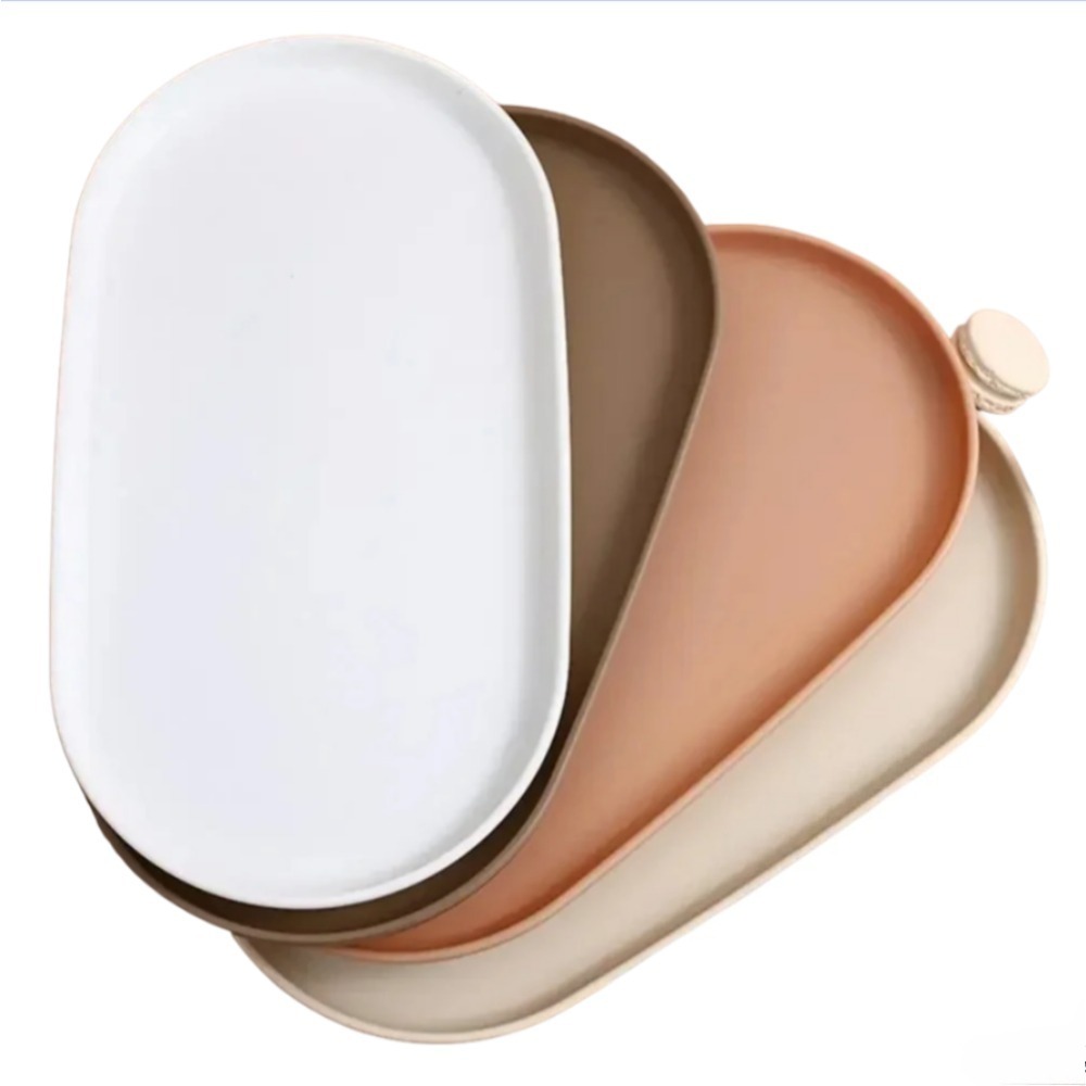 Travertine Tray Oval - Ovales Serviertablett, Kunststofftablett, Lebensmitteltablett, bunte Servierplatten