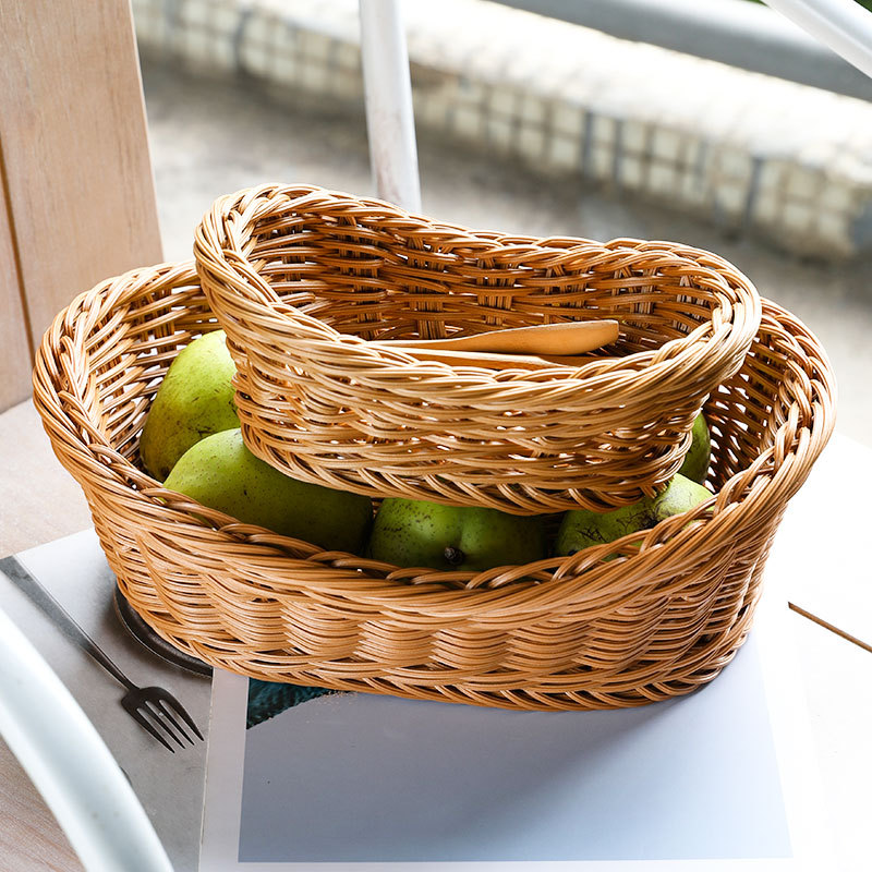 Travertine Tray Oval - Ovale Rattan gewebte Aufbewahrung skorb Brot
