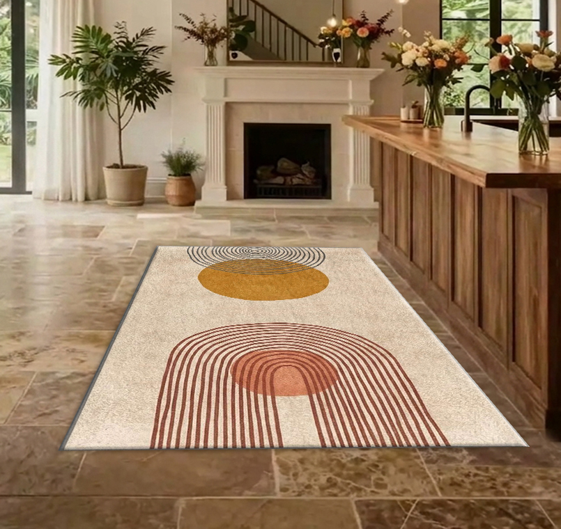Boho Abstrakter Gebogener Geom – Printed Rug Abstract Bewertung und Preis