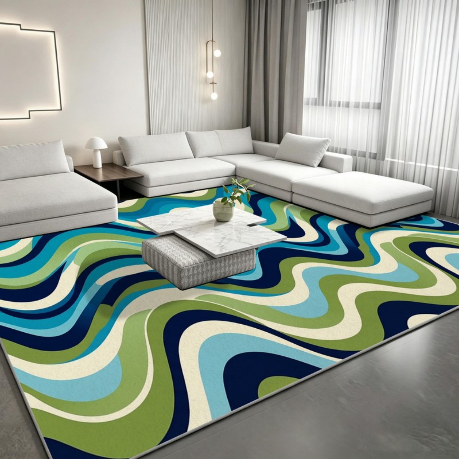 Zimmerdekor-Teppich, blau-grün – Printed Rug Abstract Bewertung und Preis
