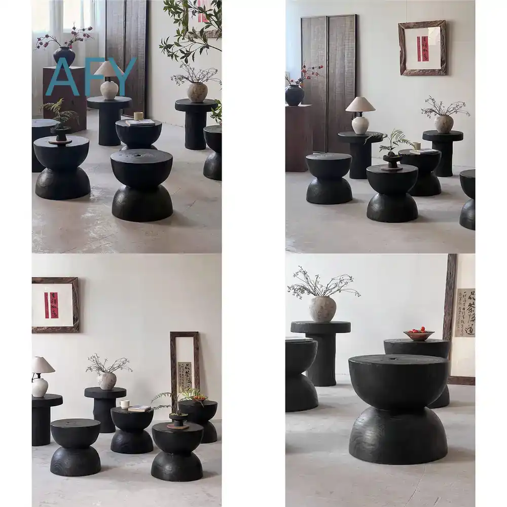 Karbonisierter Holzhocker für  – Interior Design Zen Bewertung und Preis